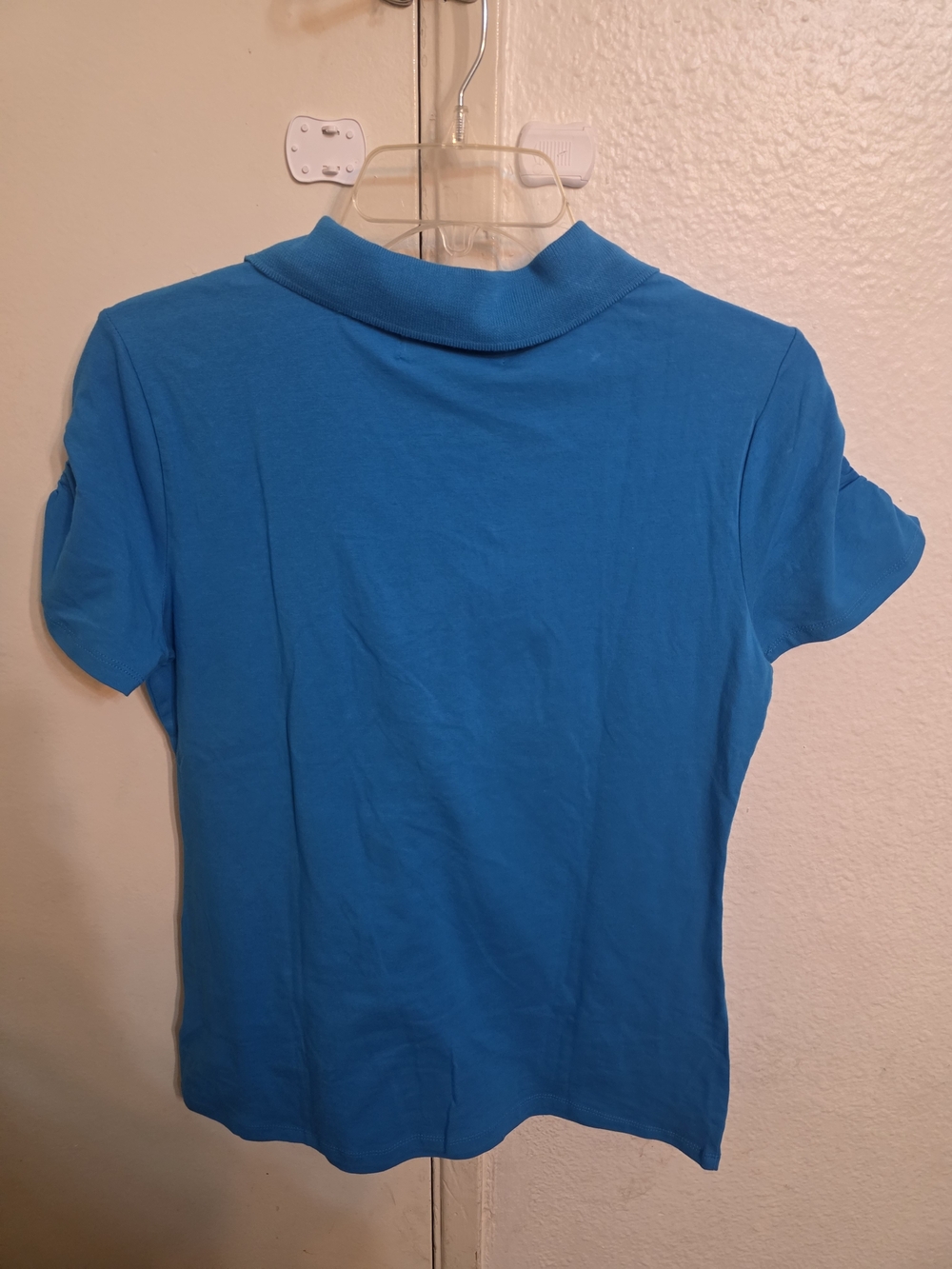 Michael Kors Teal-Blue Short-Sleeve Zip Polo Top - Picture 5 of 5